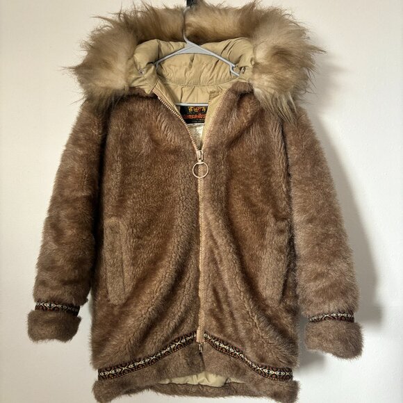 Vtg Small Hansa Branta Stearns Goose Down Parka - Faux Fur, Aztec Detail - Picture 1 of 9